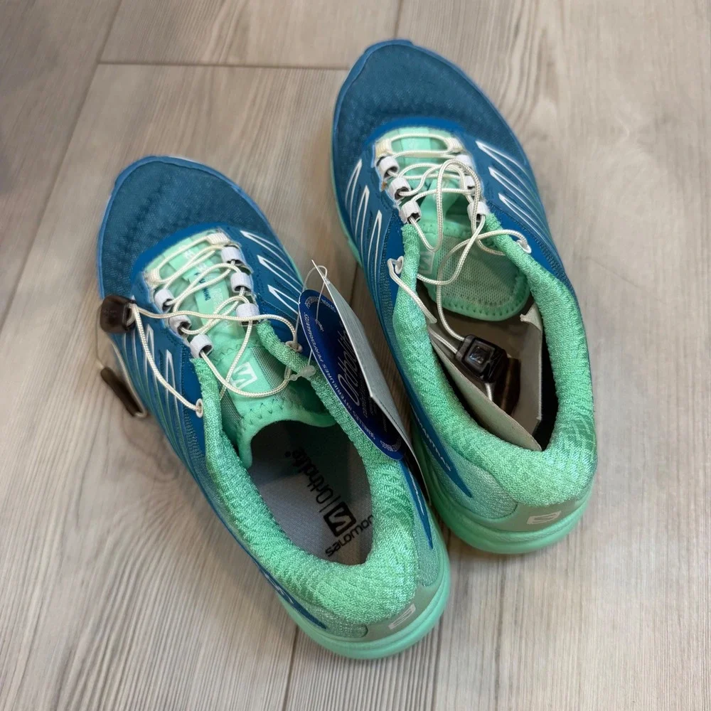 Salomon Sense Mantra 3 W Fog Blue Green Trail Running Shoes 381582 Womens 6 NEW